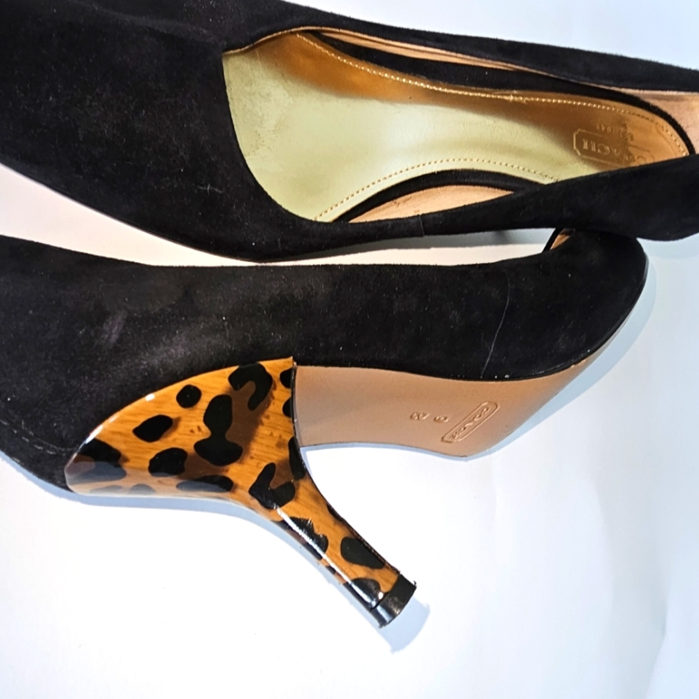 Coach Black suede and leopard heels. Size 9B